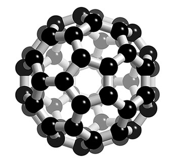 This is a sphere made up entirely of carbon (60 carbons are present)